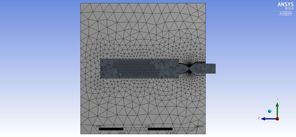 Mesh associated with the nozzle, using the same geometry.